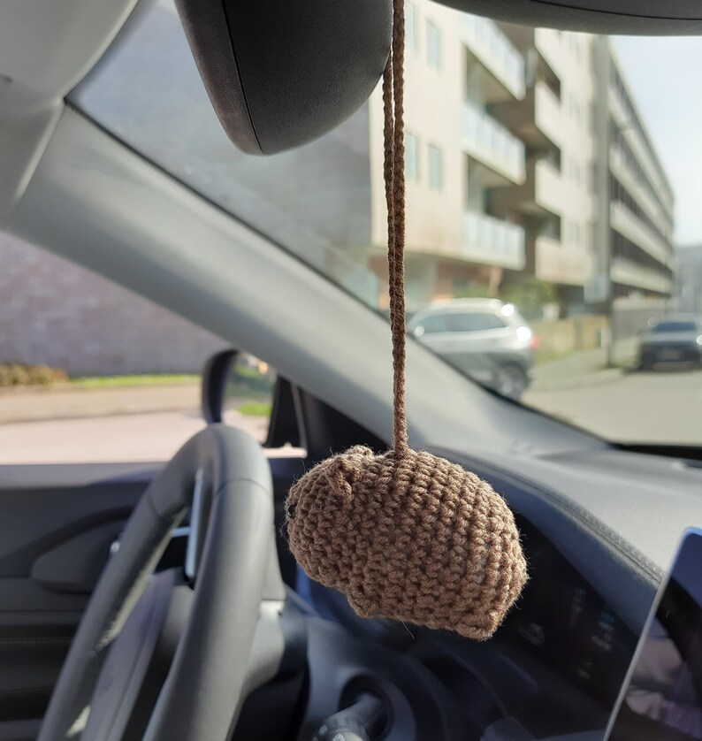 Wombat crochet car rearview mirror handmade accessory Backpack pendants little bag charm coworker cute Australian gift hanging image 4
