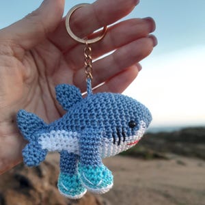 Tralalero Tralala crochet plushie gift Italian brainrot animal Hanging car charm or kawaii keychain - handmade meme, cute car accessory