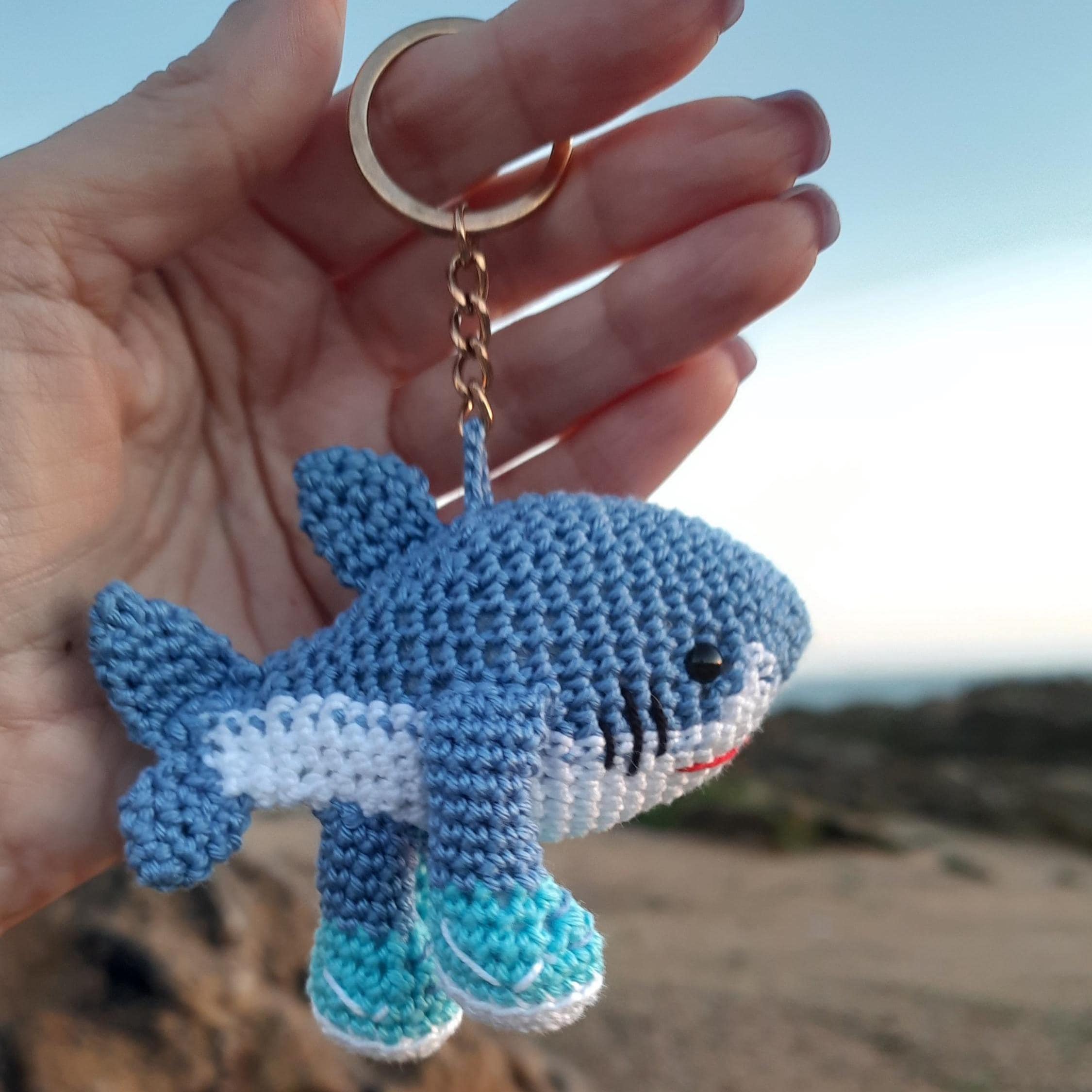 Crochet Brainrot Shark Plushie: Tralalero Tralala Meme Keychain