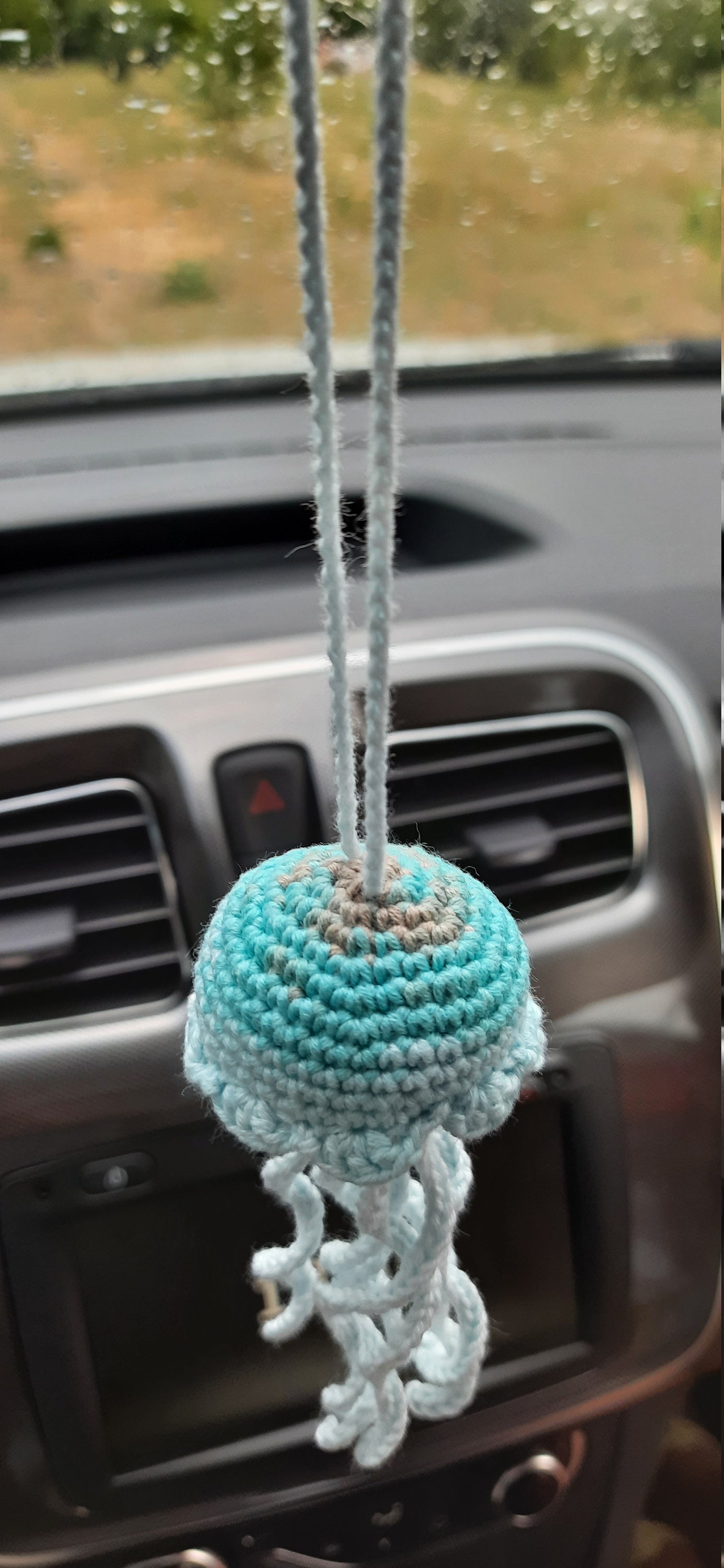 Rear view mirror cute car accessory Jellyfish crochet car Etsy