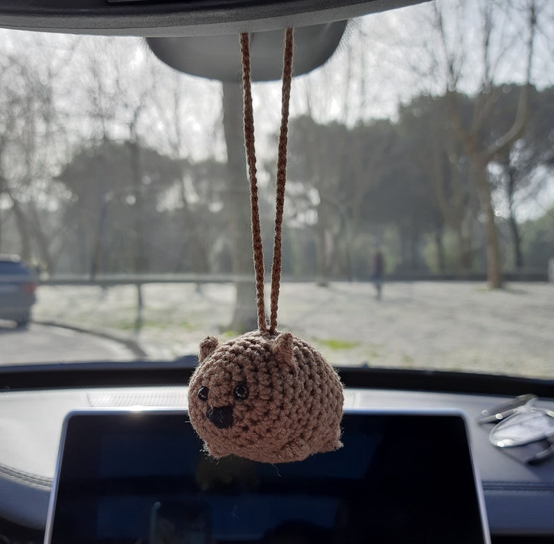 Wombat crochet car rearview mirror handmade accessory Backpack pendants little bag charm coworker cute Australian gift hanging image 2