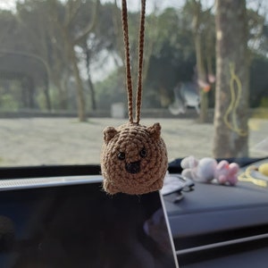 Wombat crochet car rearview mirror handmade accessory Backpack pendants little bag charm coworker cute Australian gift hanging image 5