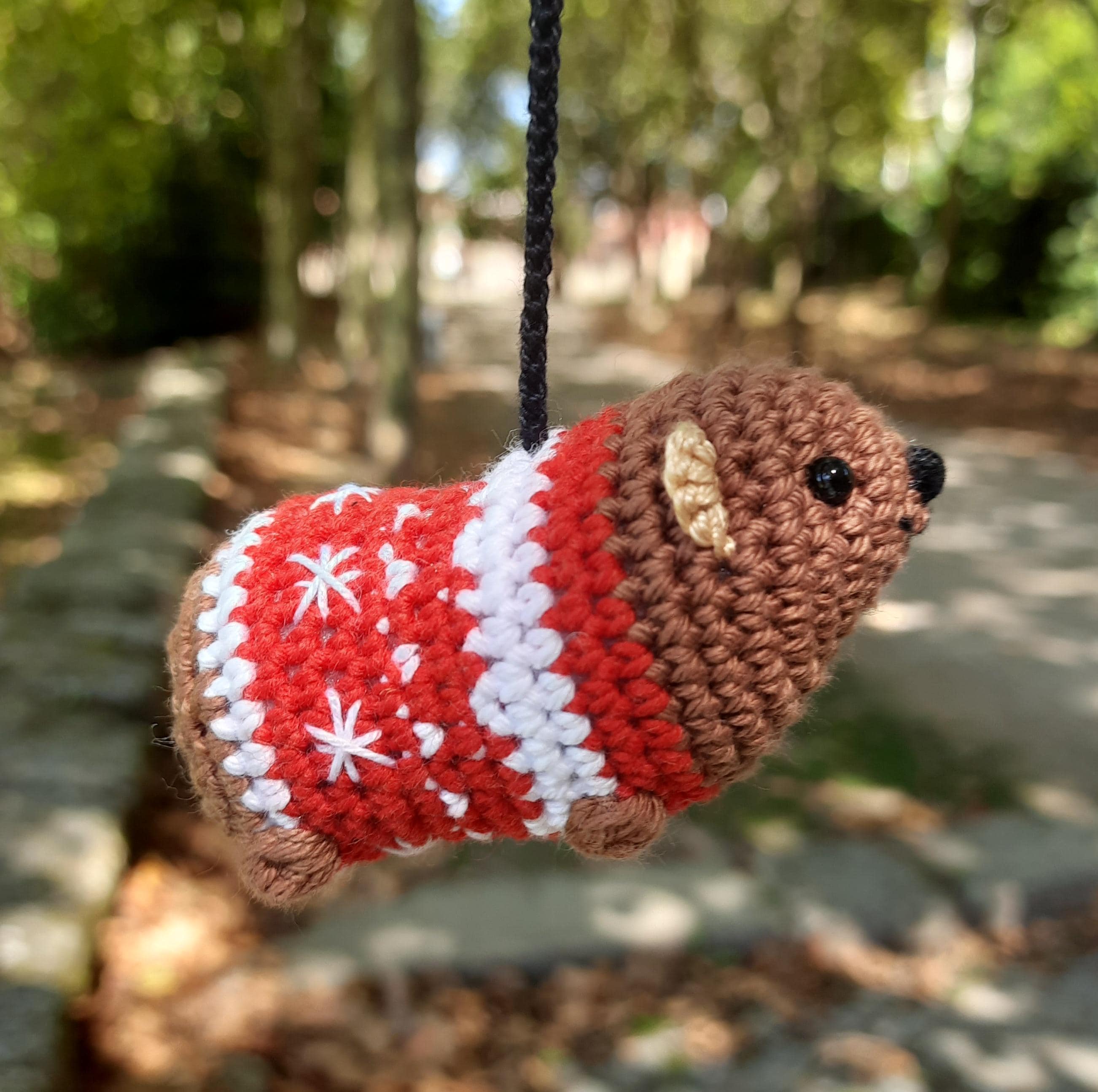 Crochet Christmas Hyrax Keychain: Handmade Holiday Plush With