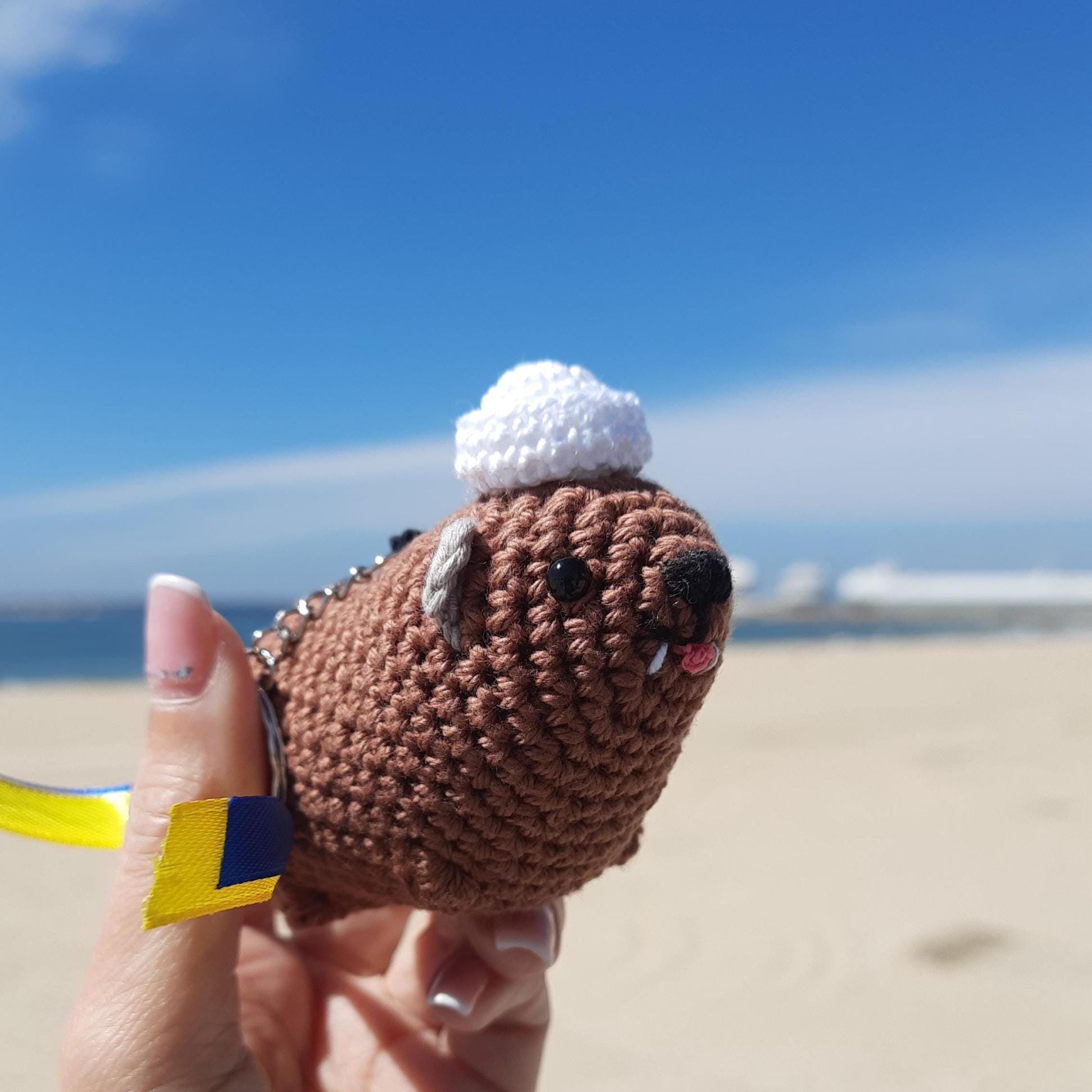 Crochet Rock Hyrax Car Charm: Handmade 