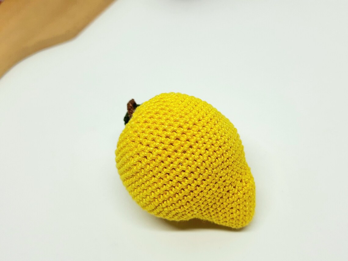 Crochet yellow mango Thai mango toy baby rattle Montessori Etsy