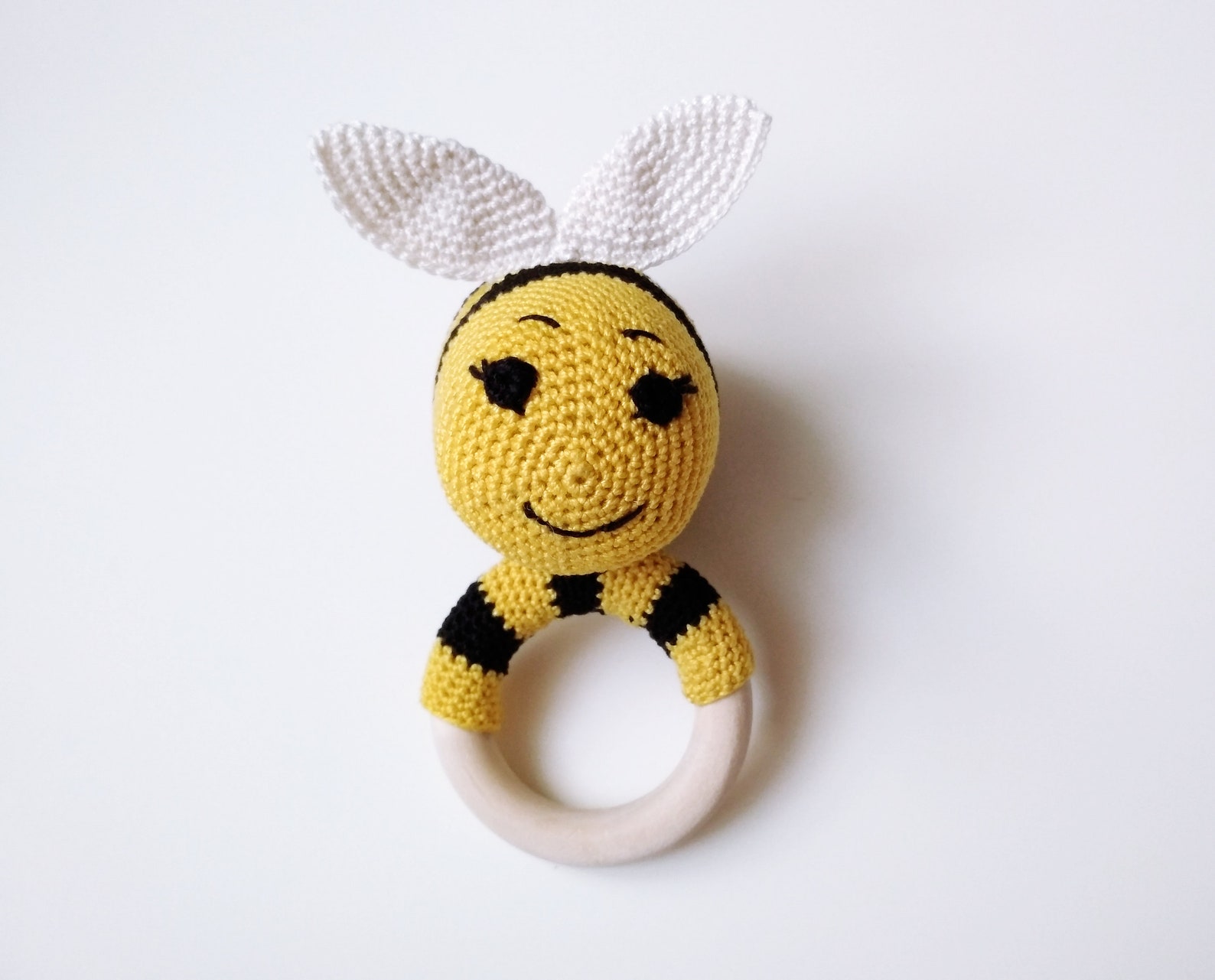Crochet baby rattle Cotton rattle Bumble Bee Baby shower Etsy
