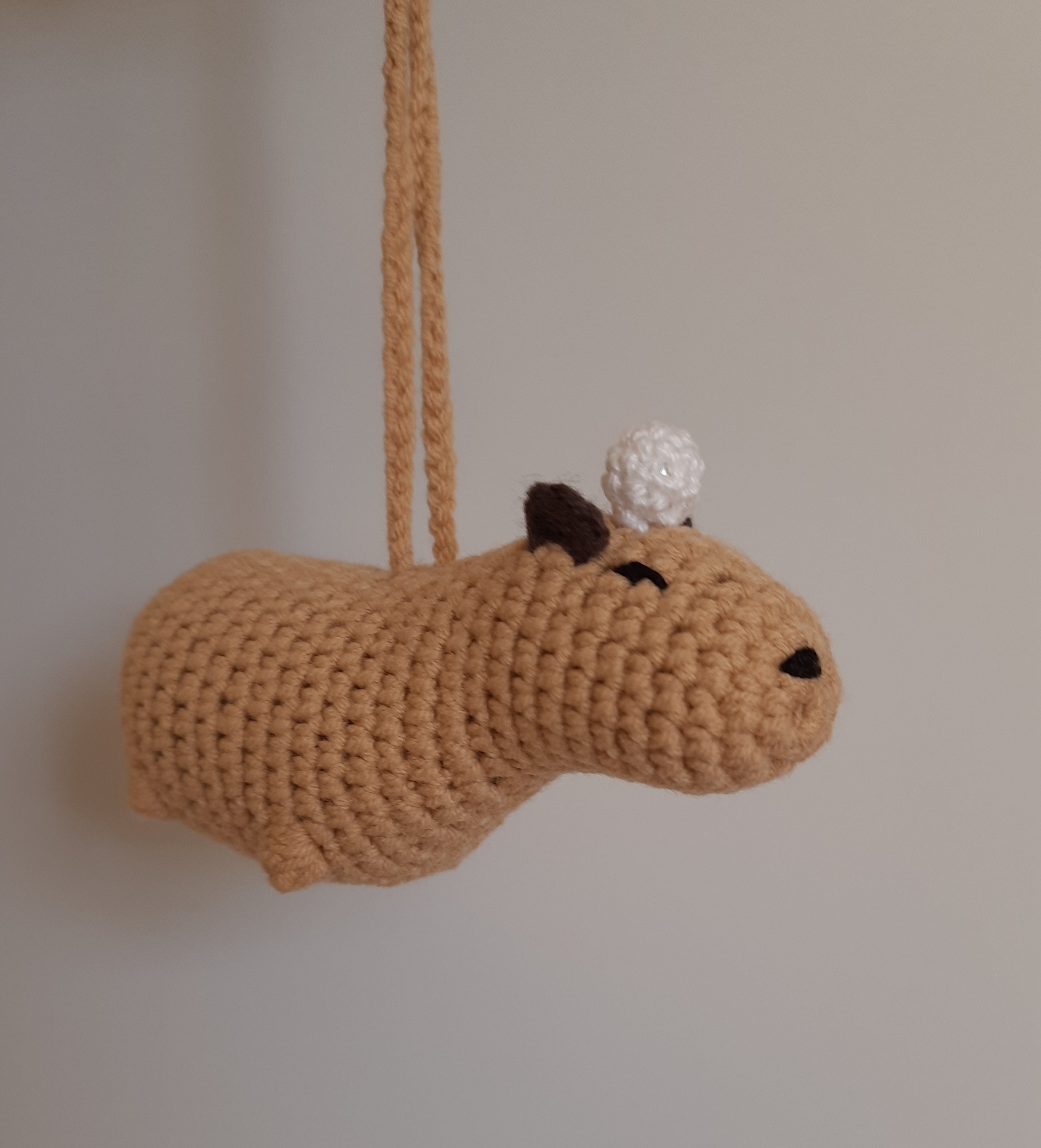 Gehäkelter Capybara Auto-Rückspiegel Taschenanhänger handgemachtes  Accessoire Capybara hängend Nager-Plüschtier-Schlüsselanhänger Freundschaft  Geschenk - .de