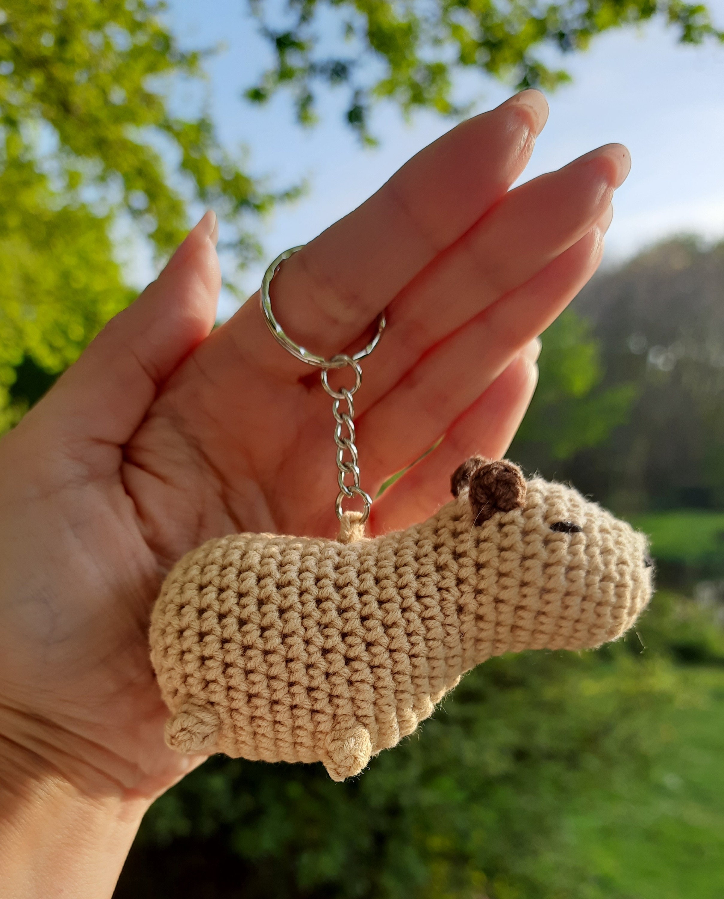 Crochet Capybara Car Rearview Mirror Little Bag Charm Handmade