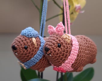 Crochet Awawa Hyrax Plush, Handmade Baby Shower Gift, Rock hyrax, It’s a Girl, It’s a Boy, Rear view mirror car charm