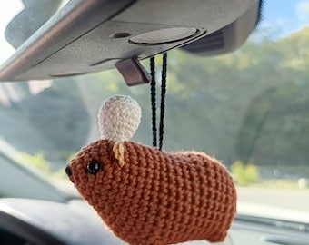 Crochet Chef Hyrax Car Charm: Handmade Kitchen Ornament