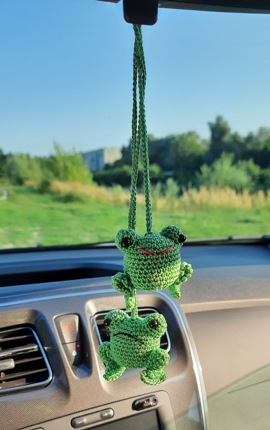 Frog car accessory Hanging crochet frog rear view mirror Car Etsy
