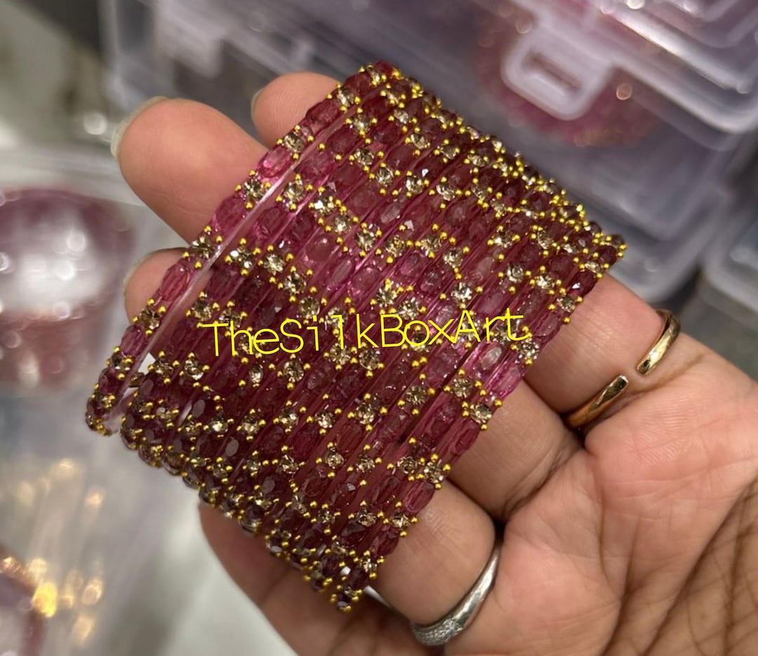 Dimond Cut Premium Quality Glass Bangles (12 Bangles) - Etsy