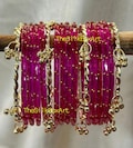 Kashmiri Ghungru bangles with Rain drop glass bangles (16 Bangles)