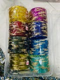 Set of 12 Glass Bangles with Gold Beads