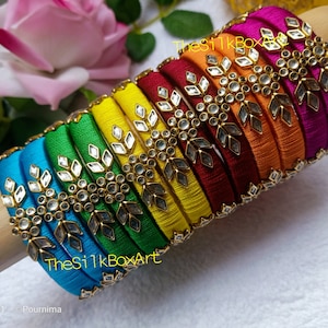 Silk Thread Bangles | Indian Jewelry, Pooja Gifts (Set of 2)