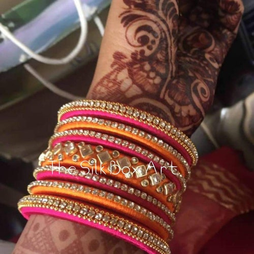 Silk Thread Indian Bangles Set Etsy