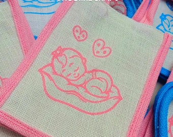 Lot of Jute Bags with Baby Design for Return Gifts for Babyshower 8*6*4 inches Gifts