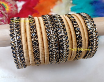Indian Bridal Bangles - Black and Gold-