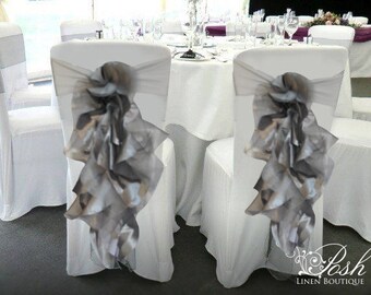 Silver Chair Sashes for Wedding Silver Ruffled Chair Ties Silver Wedding Decor Silver Party Decor Silver Chair Sash silver Bridal Shower Etsy UK
