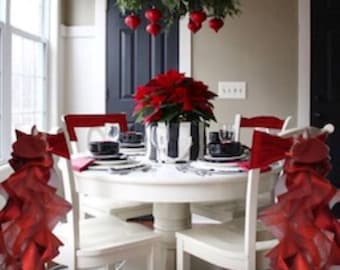 CHRISTMAS CHAIR SASH/Christmas Chair Back Covers/Christmas Chair Bows/Christmas Decoration Ideas/Christmas Chair Decor Ideas/Fireplace Decor