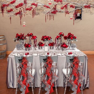 Chair Sashes For Wedding Decorations, Red Chair Sashes Bows Ties for Wedding Table Decoration Idea, Ohio State Wedding Decorations