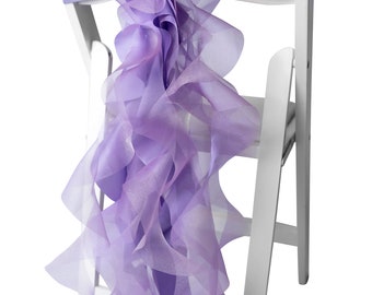 Fascie Per Sedie In Raso Viola Chiaro - Decorazione Per Matrimoni E Feste, Dimensioni 16x275 Cm