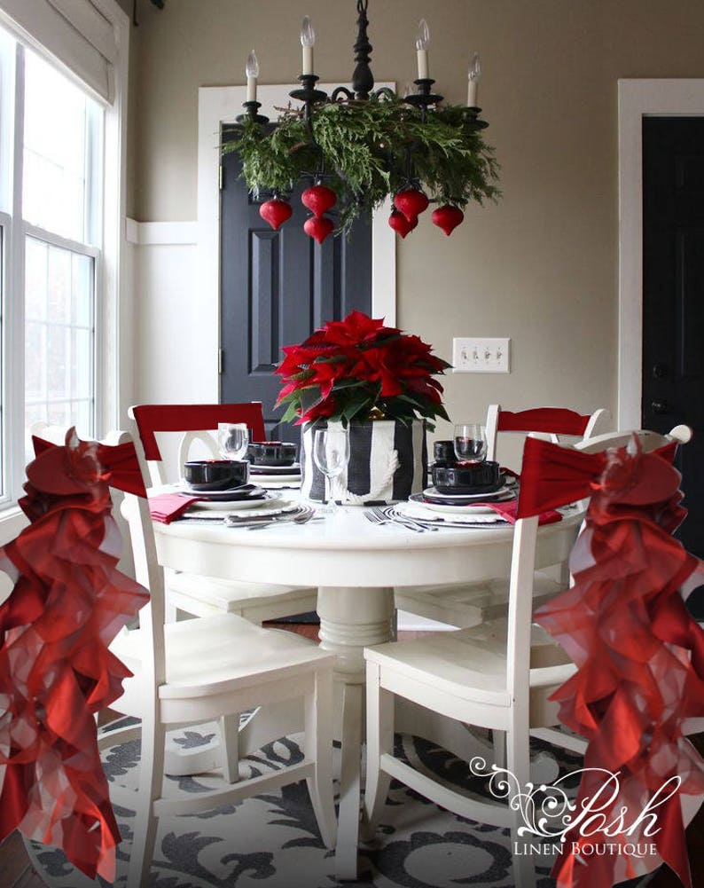 Christmas Chair Sashes Burgundy Set Of 5 Now Only 49 99 Etsy