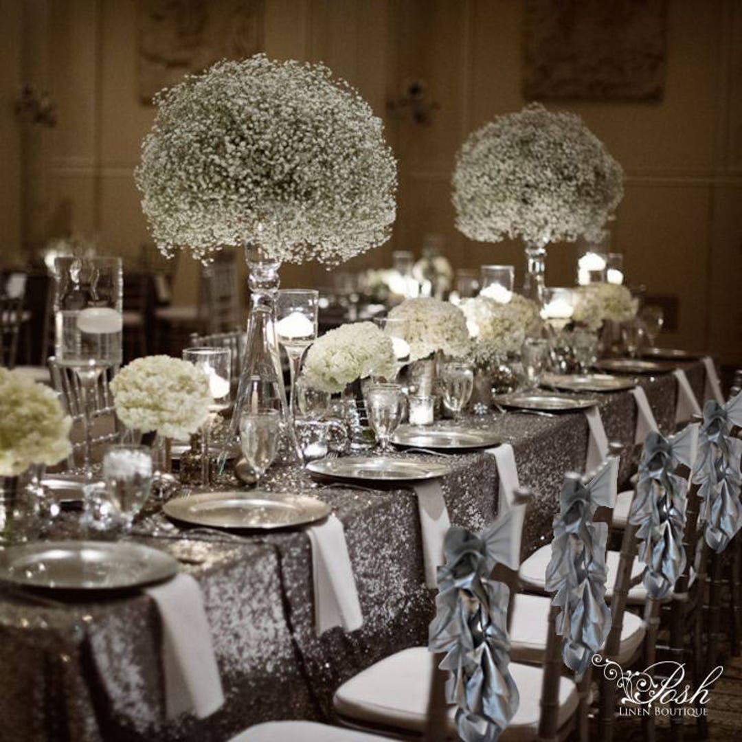 Silver sequin chair sashes hotsell