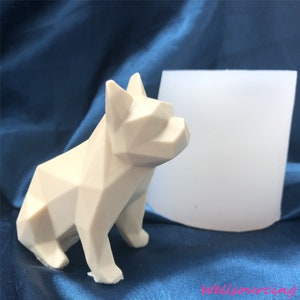 Geometric French Bulldog Silicone Candle Mold Sitting Dog Soap Mold Fondant Cake Plaster Mold Home Decoration