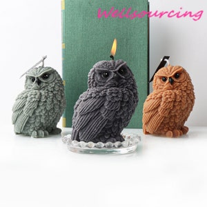 Creative Animals Cool Owl Silicone Candle Mold Craft Resin Plaster Making Tools Handmade Statue Mould Home Fragrance Decoration