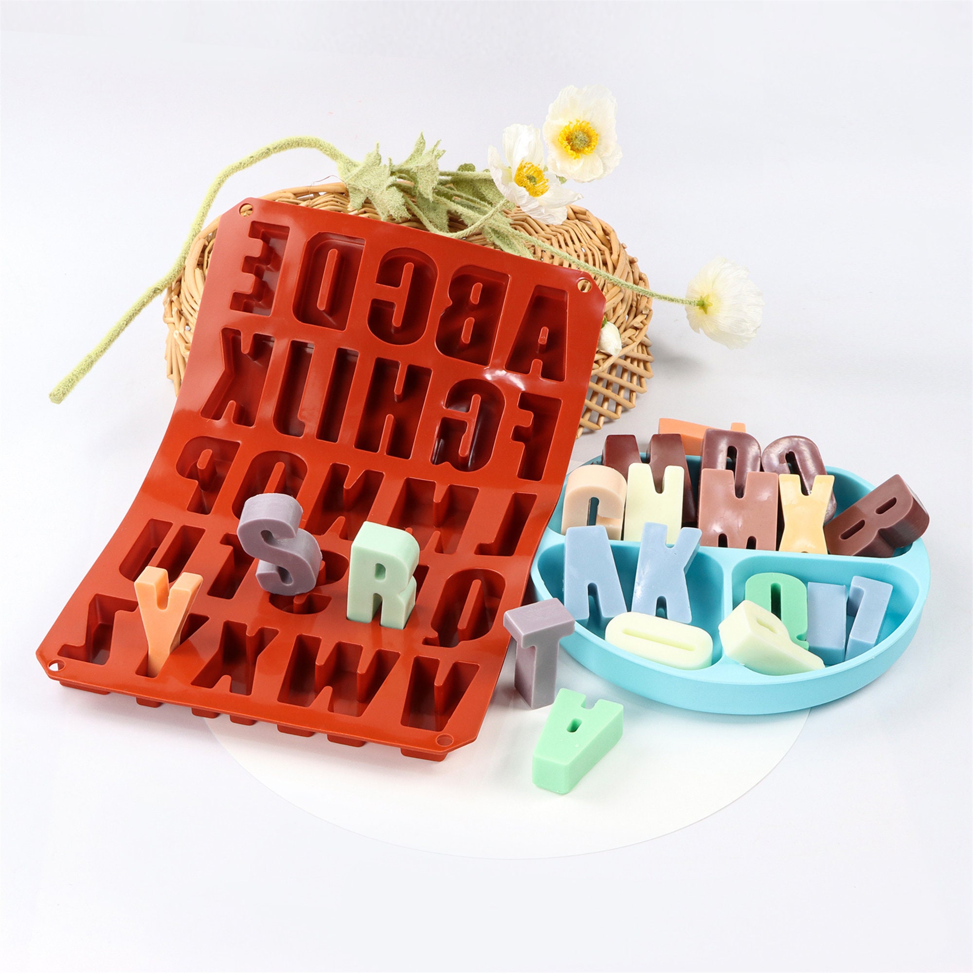 26 Cavities Alphabet Silicone Mold DIY Crayon Letters Molds Etsy