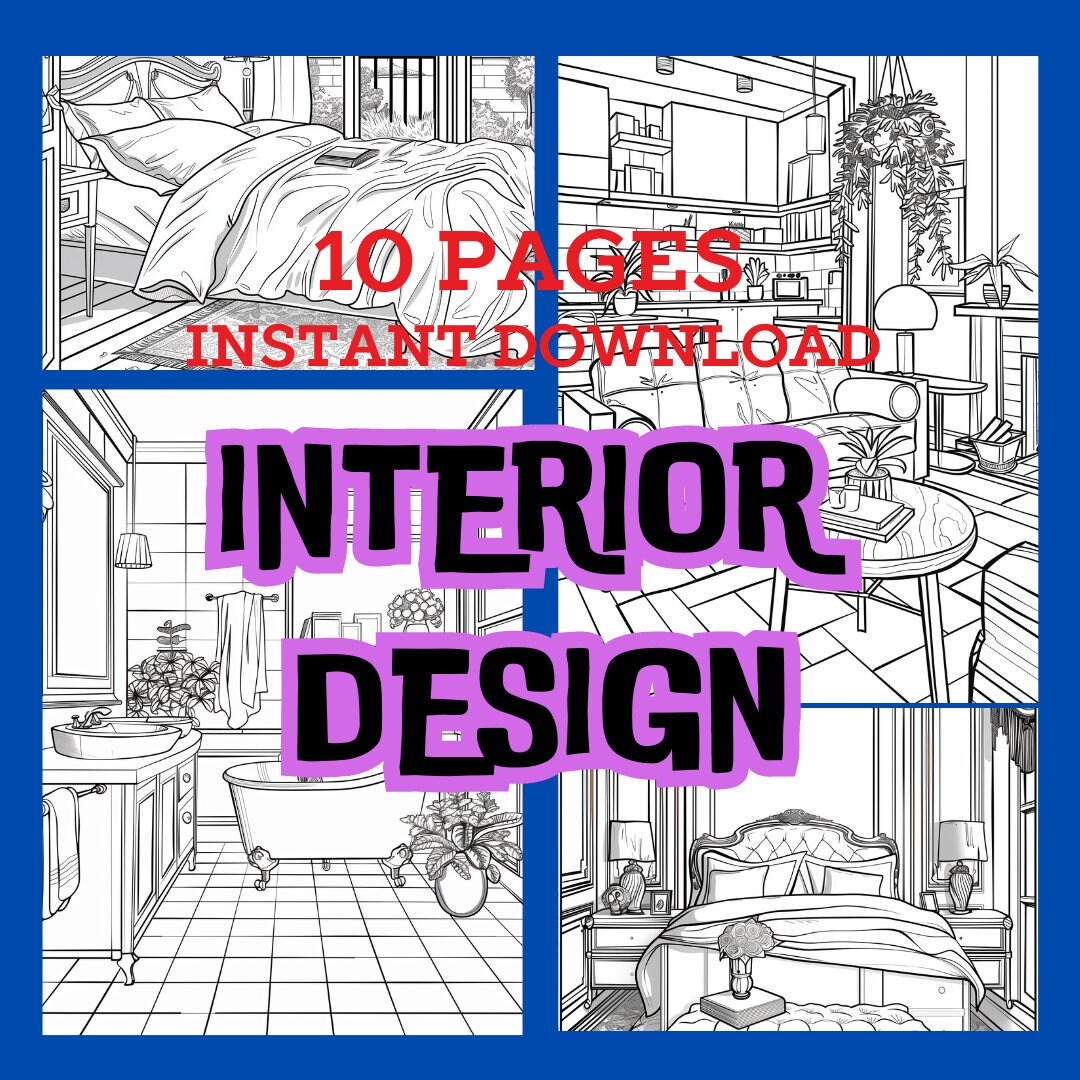 Rooms Coloring Pages, Interior Design Book,coloring Sheets,coloring ...