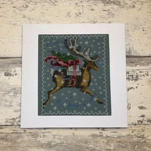 Christmas Greetings Card - Cross Stitch - Handmade - Extra Large Completed - Comet