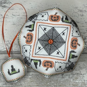 Patroon kruissteek Biscornu/Scissor Fob speldenkussen - Halloween
