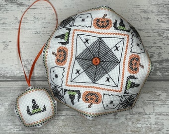 Patrón de punto de cruz para biscornio/tijeras, alfiletero - Halloween