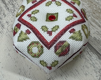 Pattern Cross Stitch Biscornu Fob Pincushion - Christmas