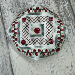 Patroon kruissteek Biscornu/Scissor Fob speldenkussen - Rose Garden