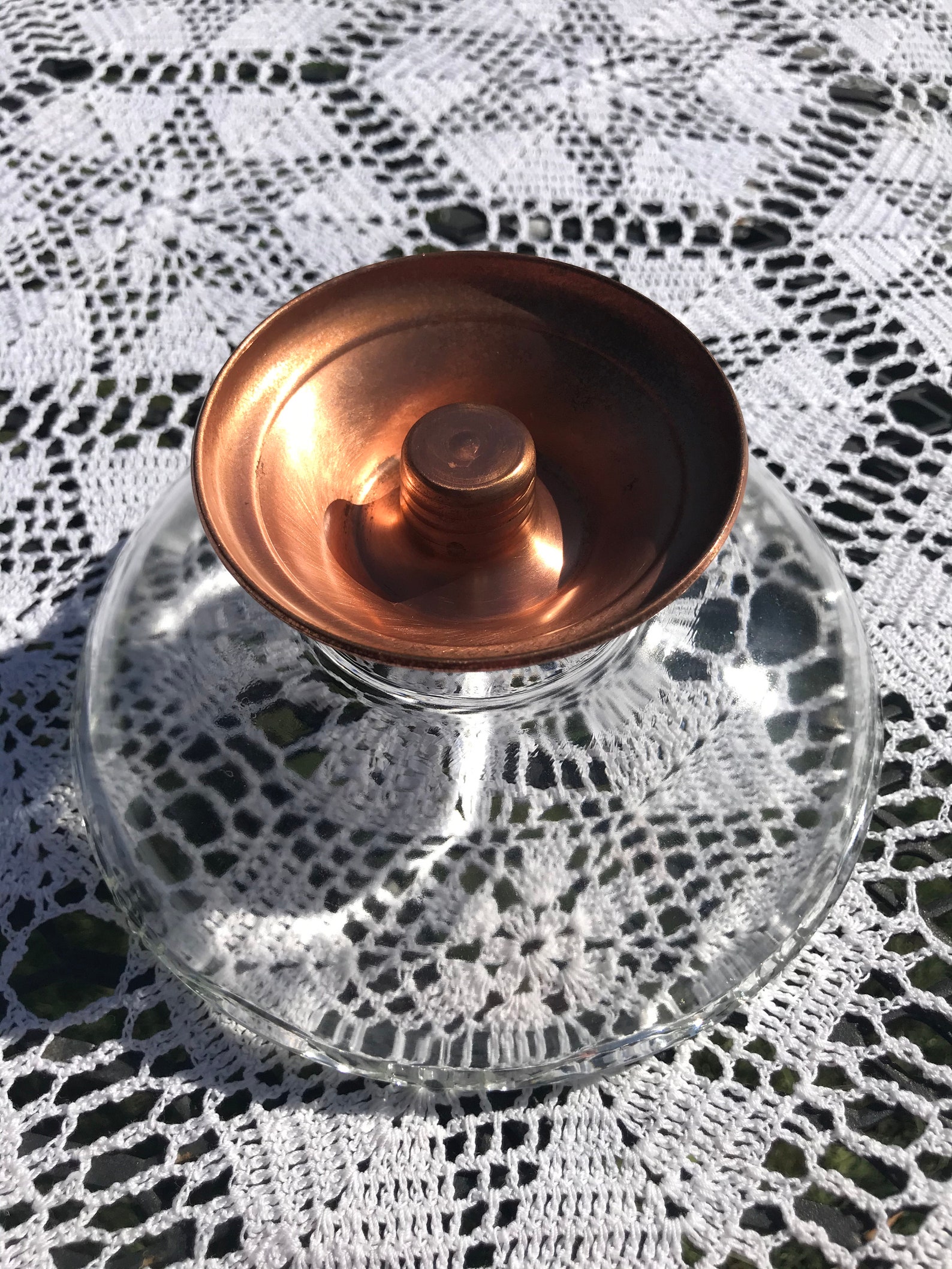 Vintage Princess House Scalloped Glass Candy Dish with Copper Etsy
