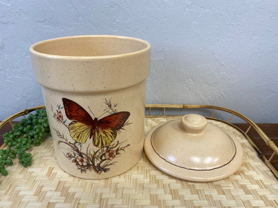 Vintage Treasure Craft Butterfly Ceramic Canisters 