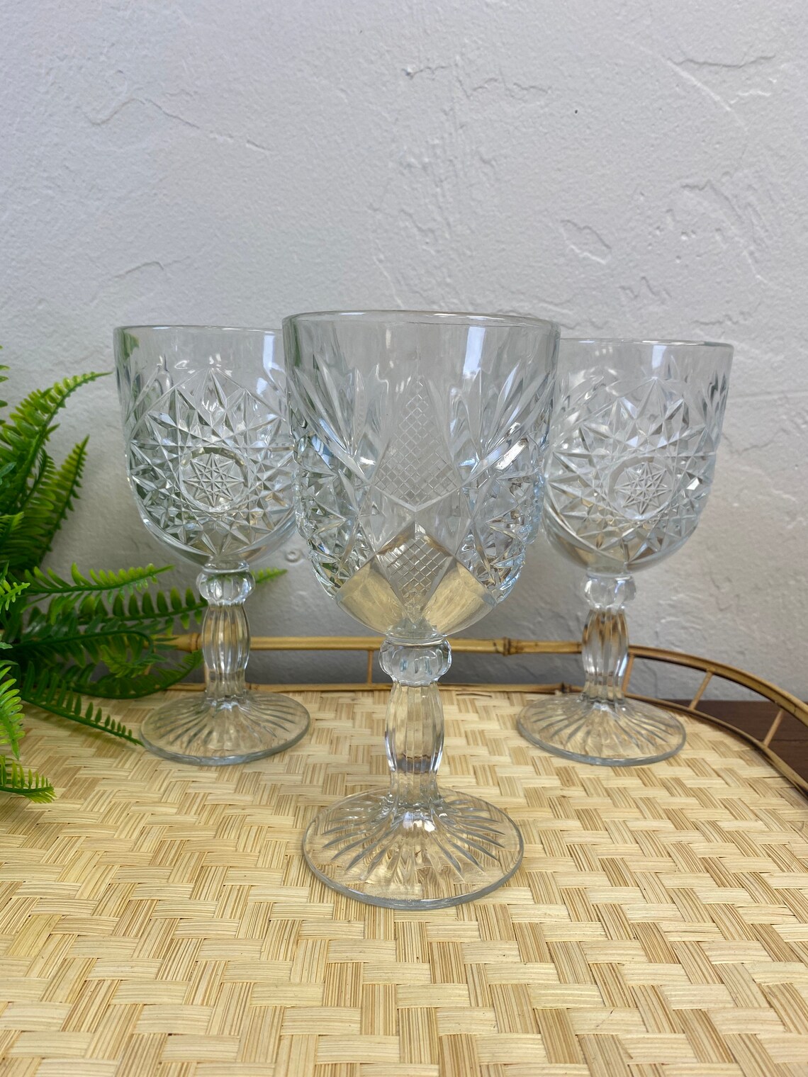Vintage Libbey Glass USA Clear Hobstar Goblets Etsy UK