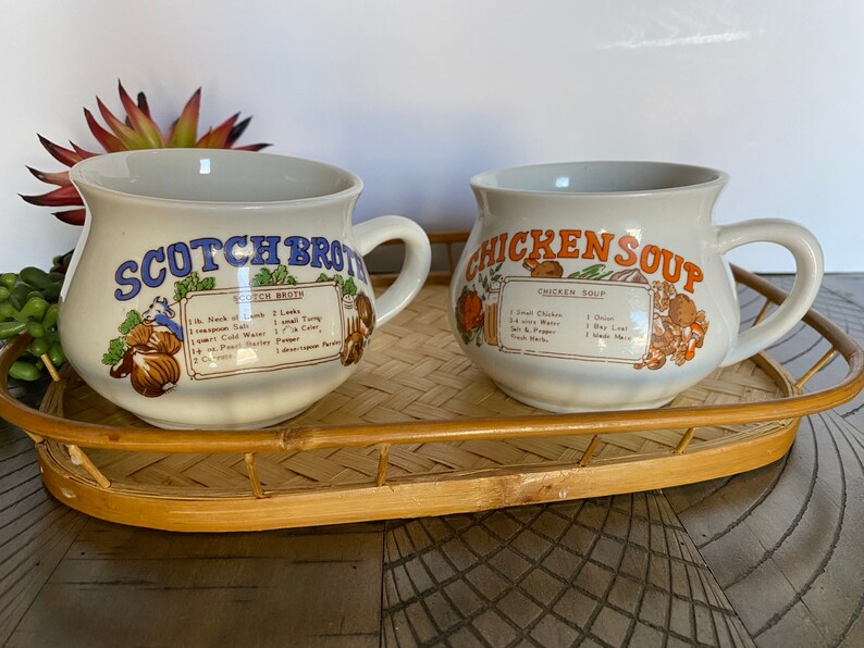 Vintage Soup Recipe Bowls Etsy
