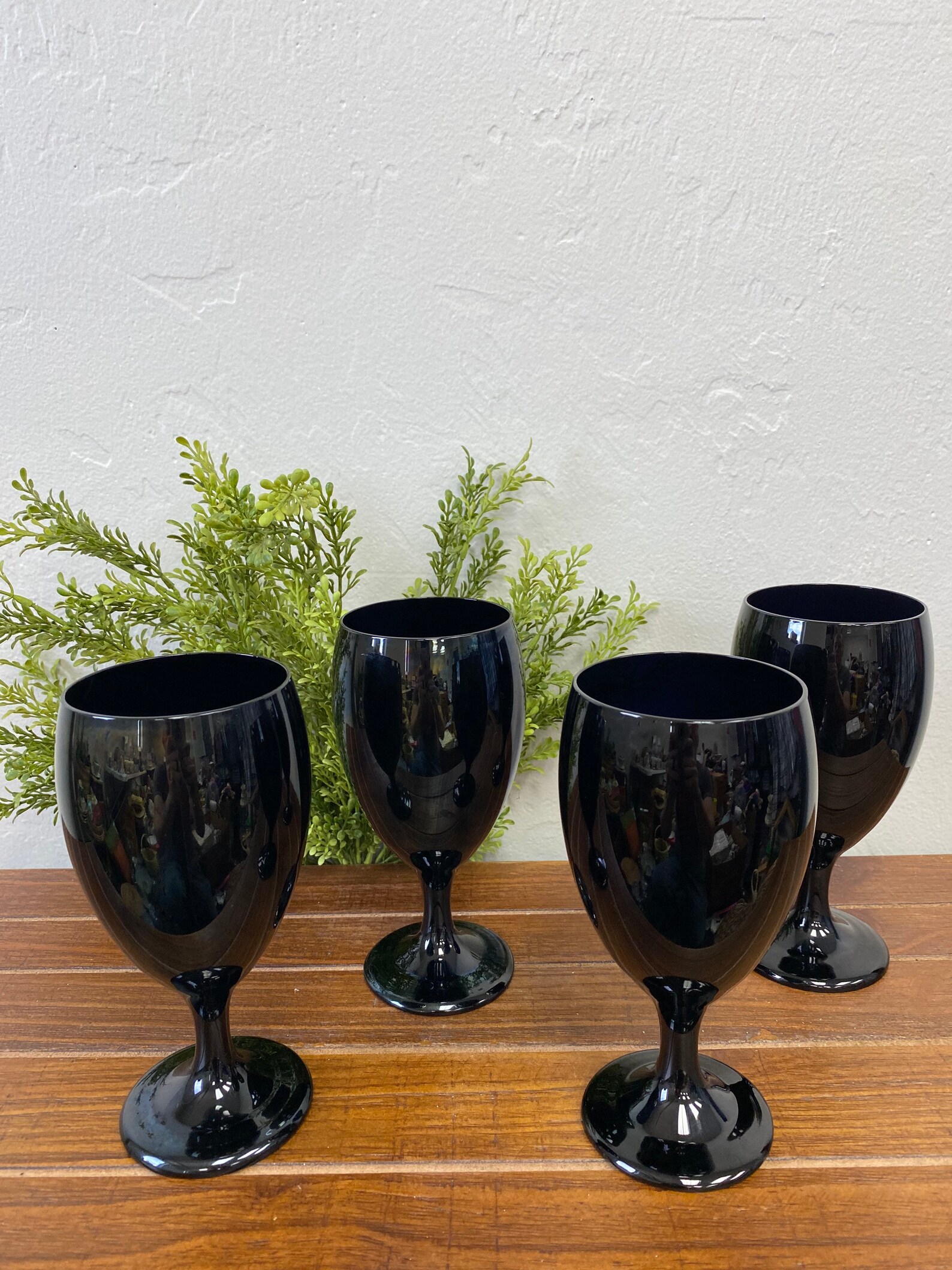 Libbey Tear Drop Black Water Goblets Set of 4 Etsy