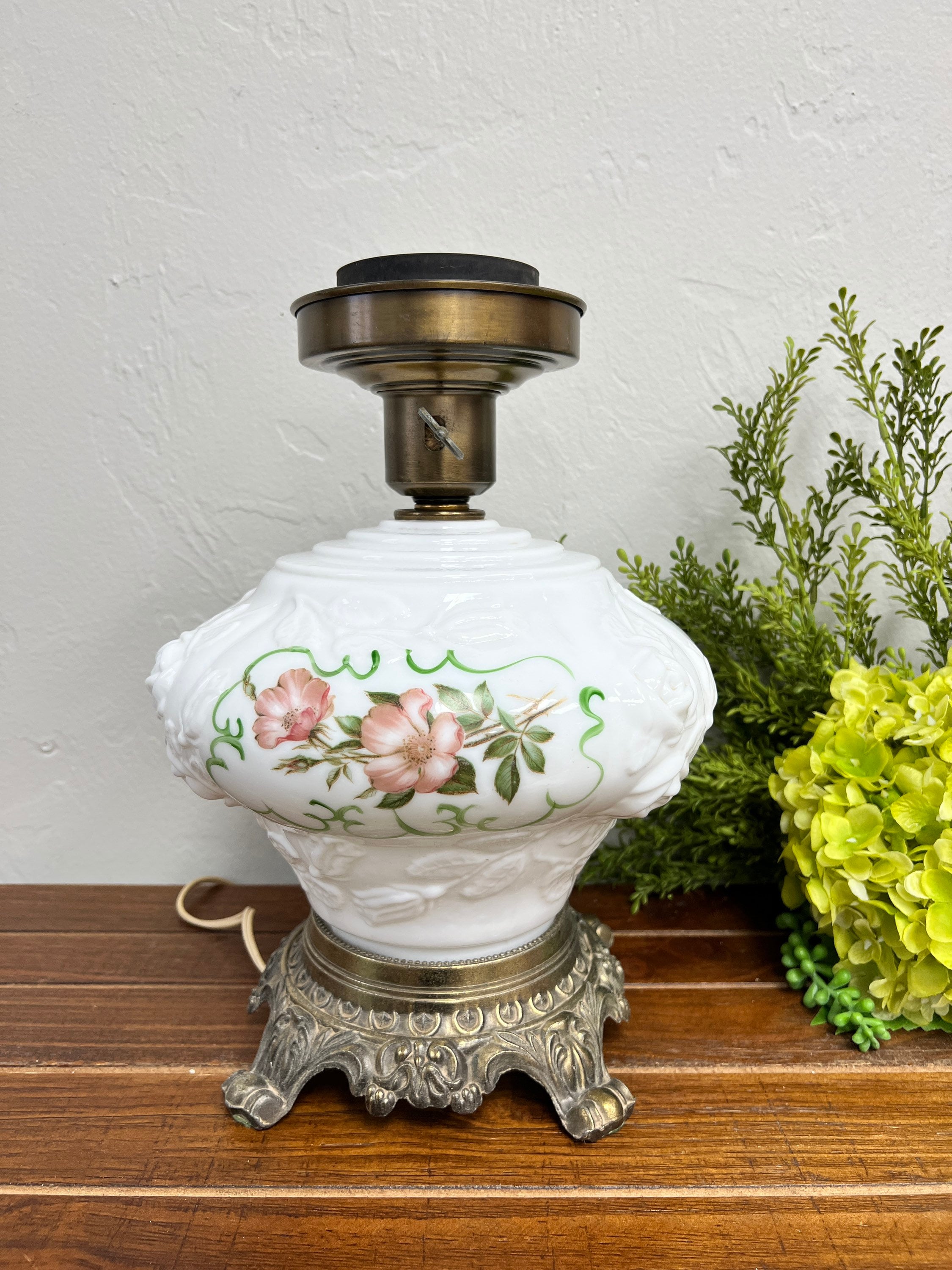 Milk glass hurricane lamp deals
