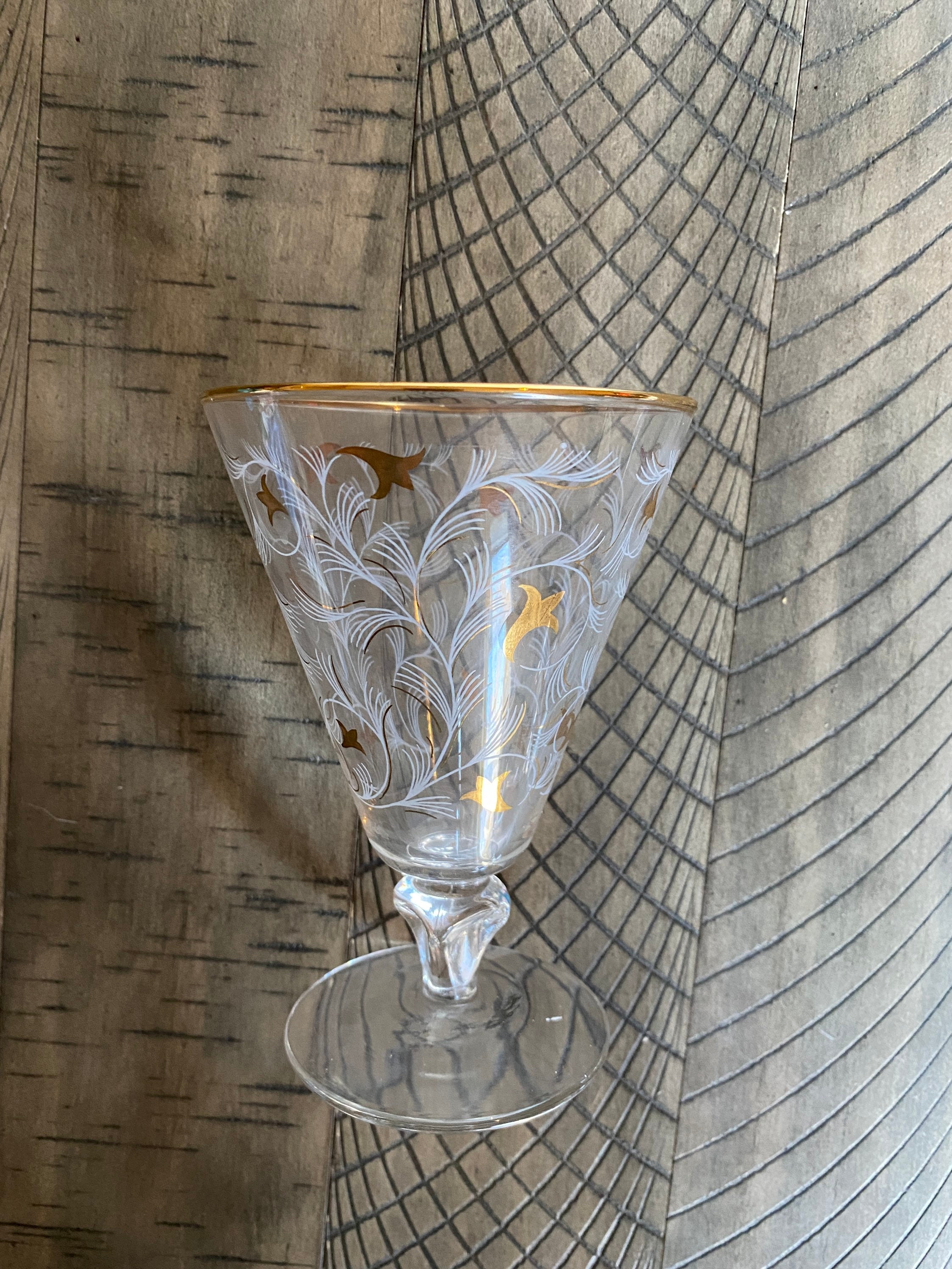 1950s Libbey Gold Lily and Rim Royal Fern Cocktail Double Etsy