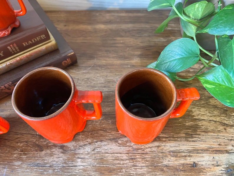Vintage Frankoma Coffee Cups and Sugar/ Creamer Set in Flame Etsy