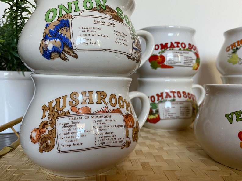 Vintage Soup Recipe Bowls Etsy