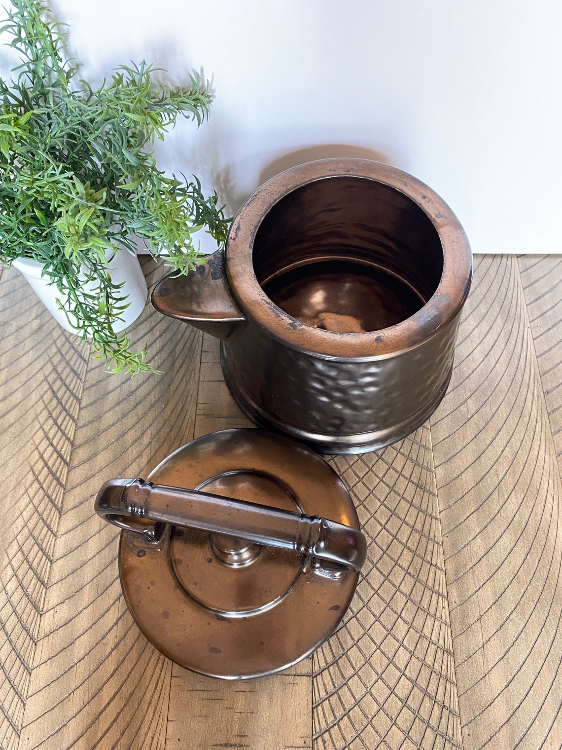 ON SALE Vintage Mccoy Pottery Bronze Finish Tea Kettle Etsy