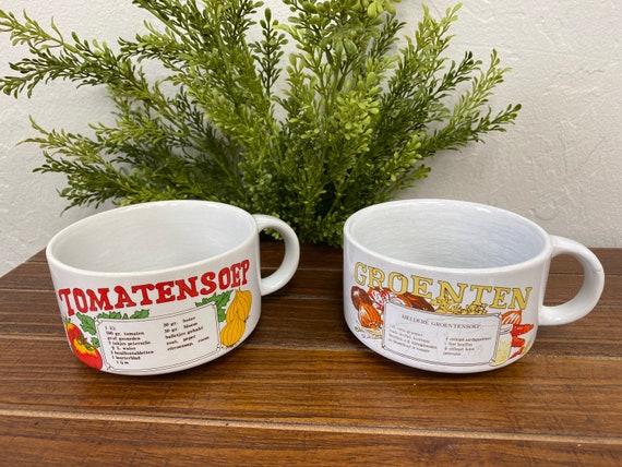 Vooruitgang Reisbureau vijand Set of Two Vintage Soepkommen German Soup Recipe Mugs - Etsy