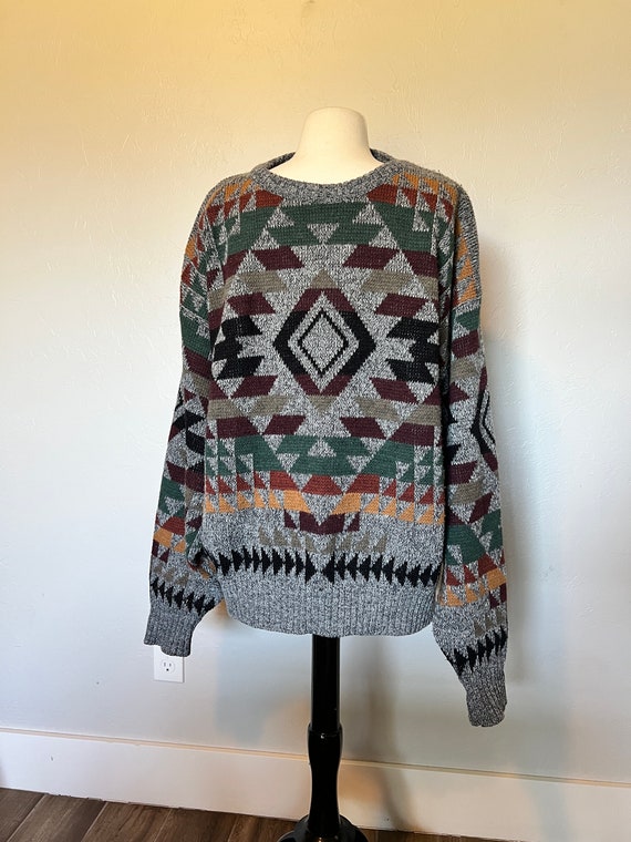 Vintage 1980’s Earthtone Geometric London Fog Swe… - image 1