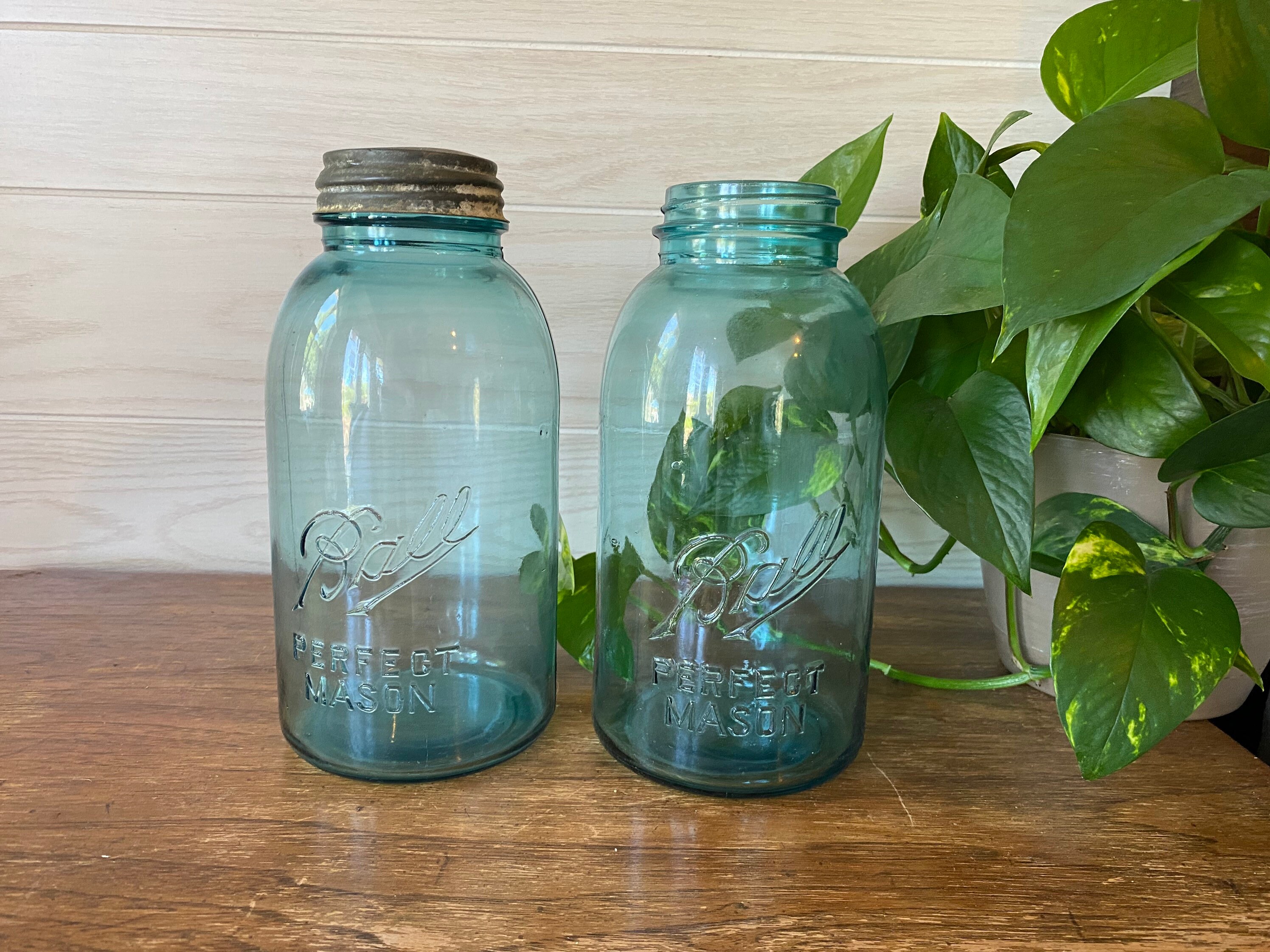 HALF GALLON Vintage Blue BALL Perfect Mason Canning Jar With Etsy